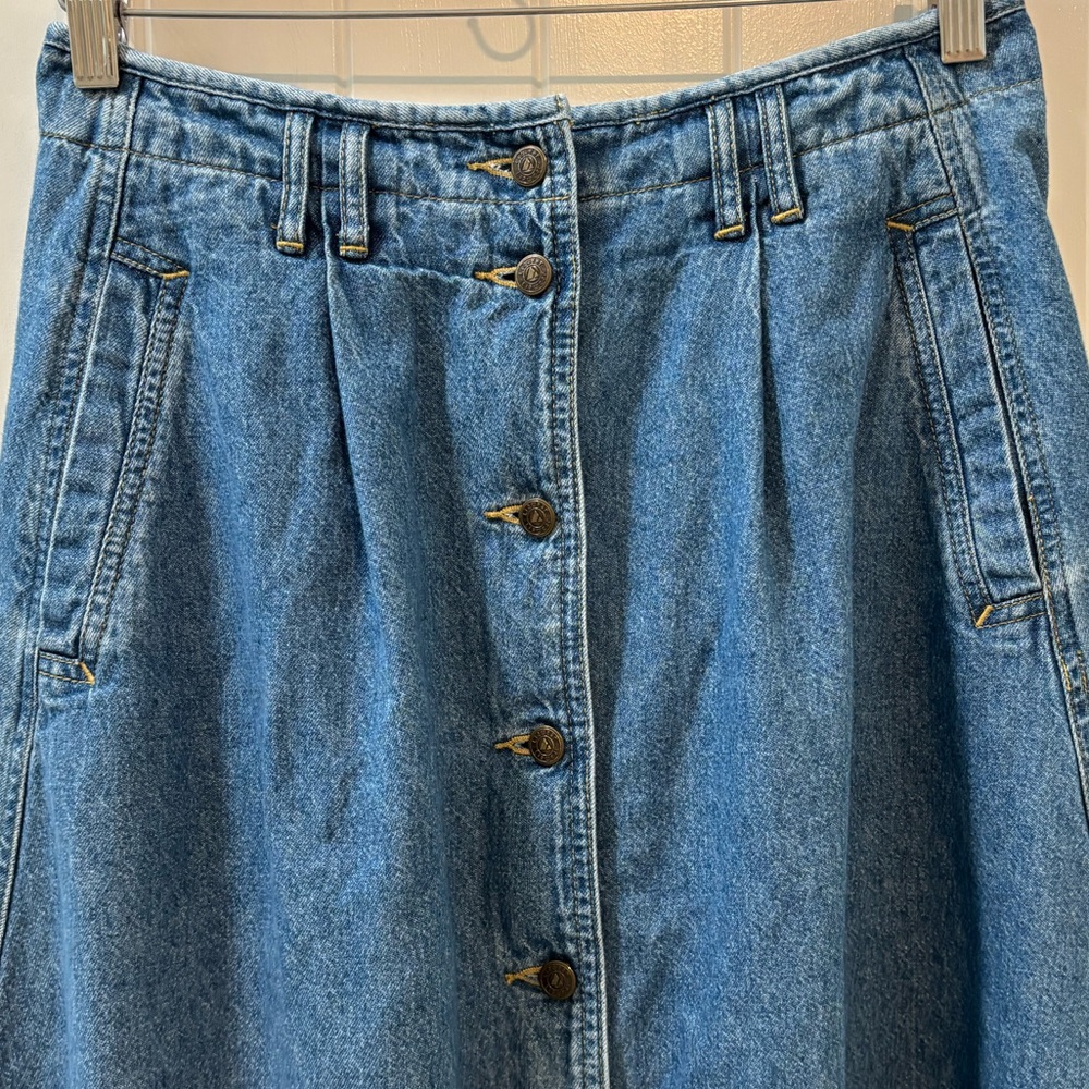 Liz Claiborne Vintage Full Length Denim Skirt Button Closer Jean Skirt Size 4 - Picture 3 of 7